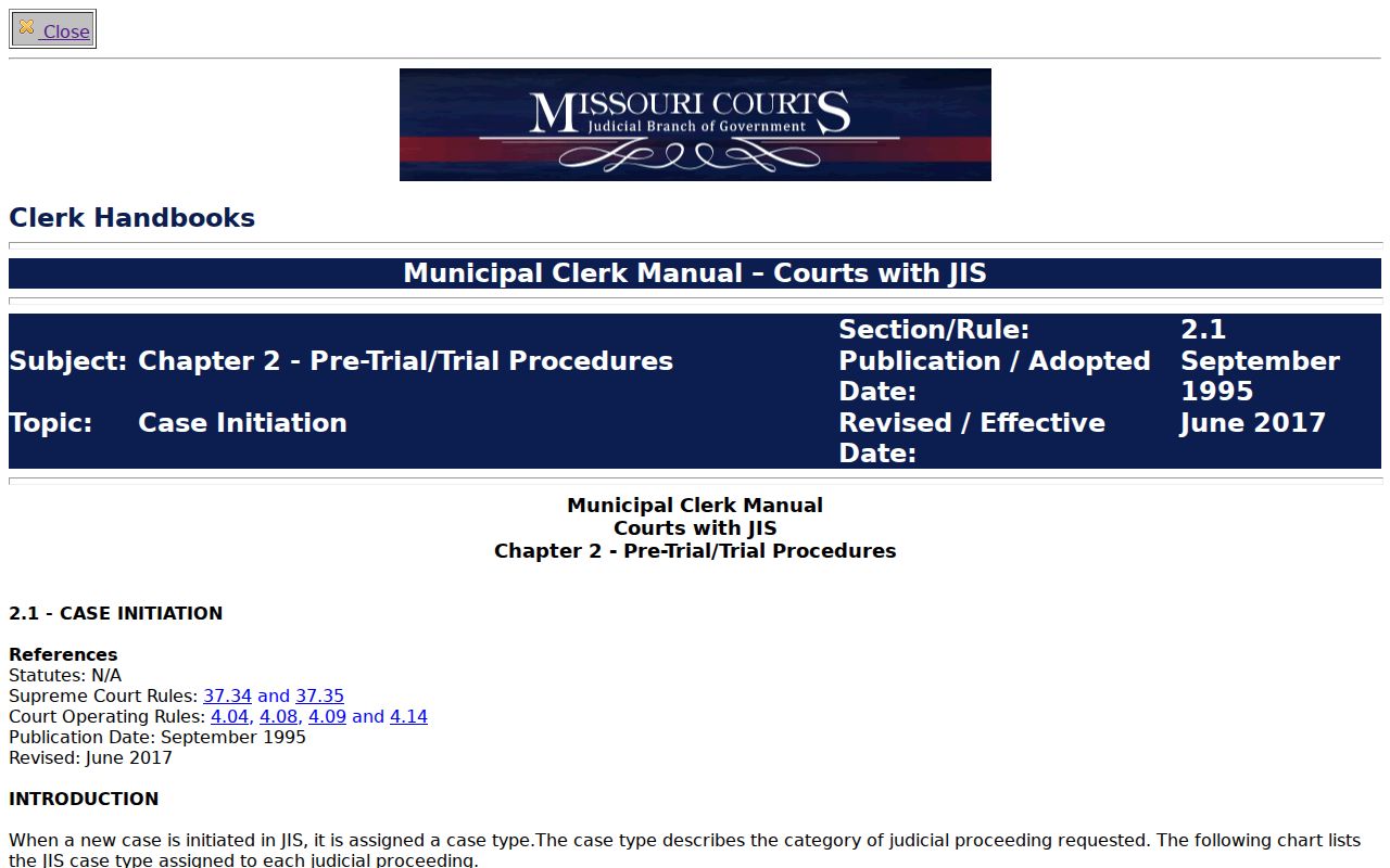 New Madrid County court calendar source for municipal traffic and ordinance docket codes