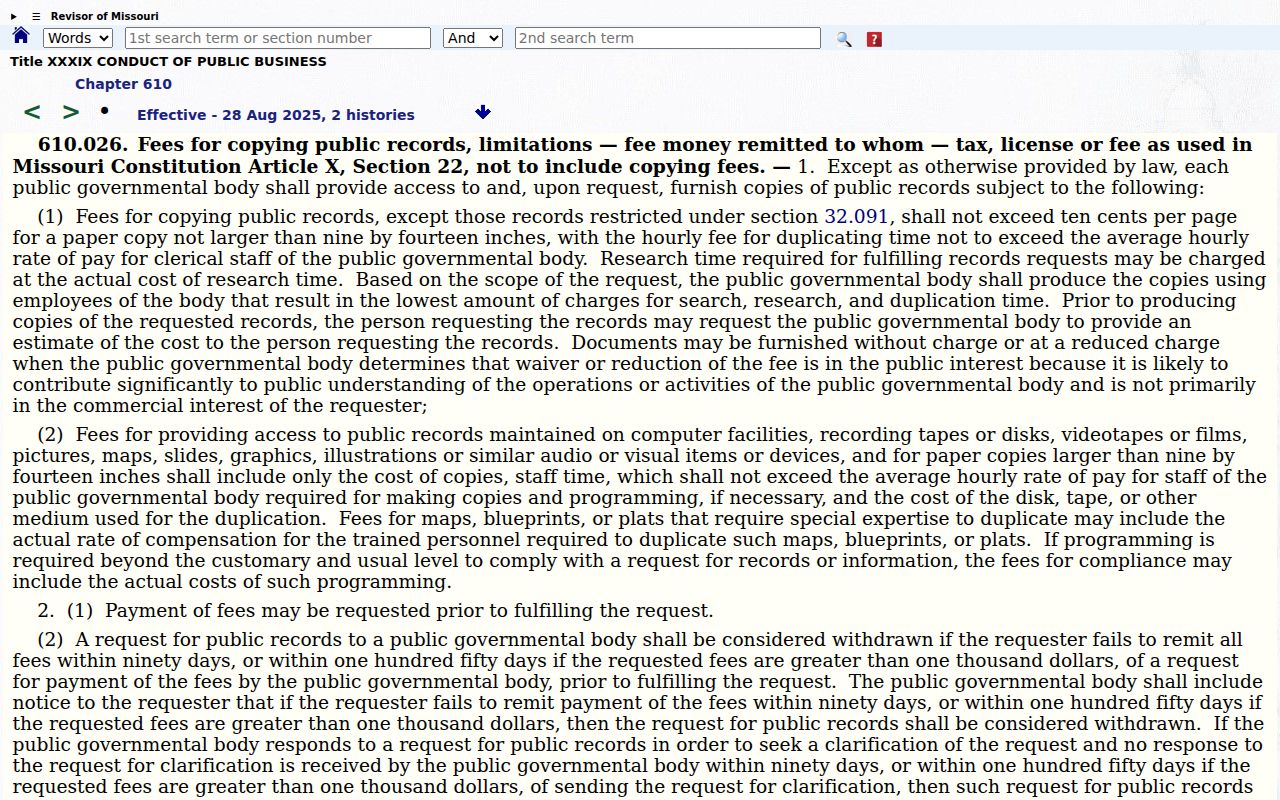New Madrid County court record source for Missouri public-record copy-cost framework