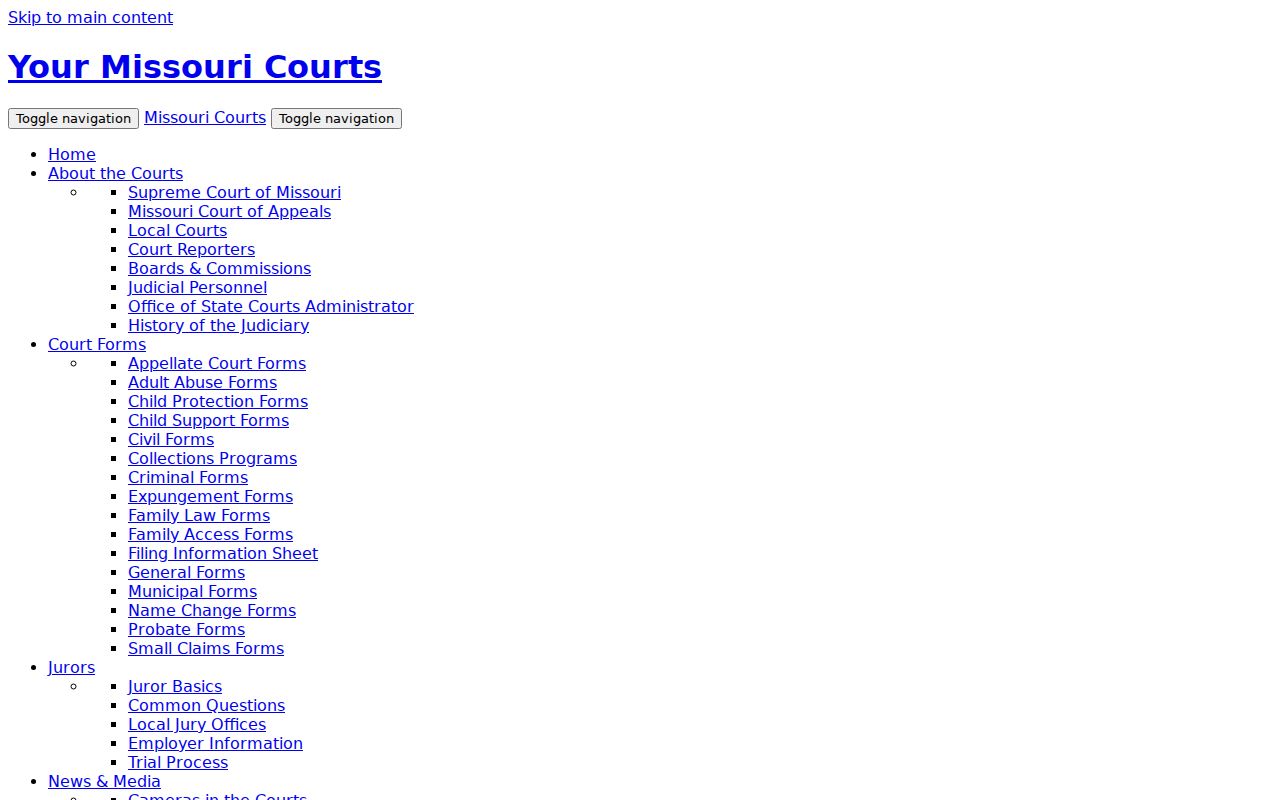 New Madrid County court docket source showing Missouri Courts navigation to Case.net