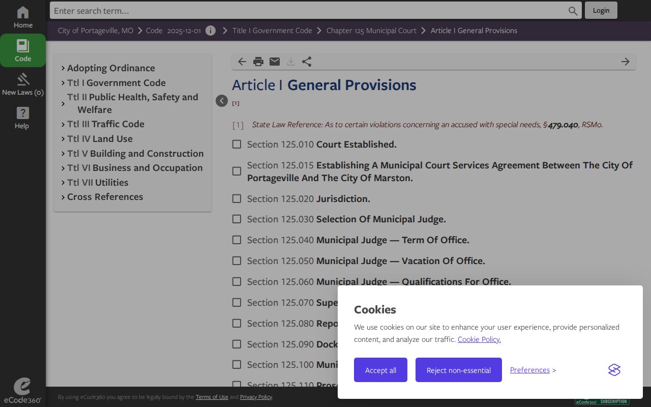 New Madrid County Marston court docket source showing the Portageville municipal code lead