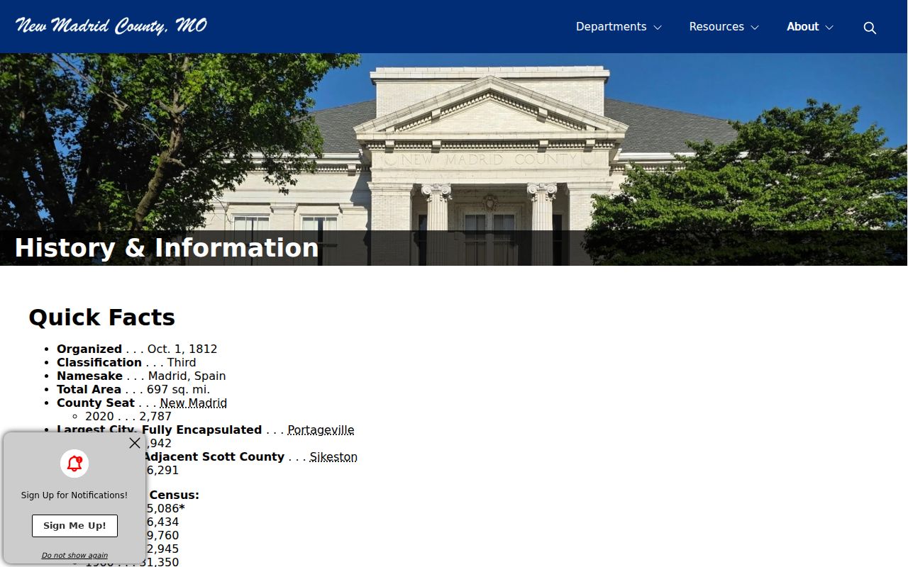 New Madrid County New Madrid court docket source documenting county-seat history and courthouse context