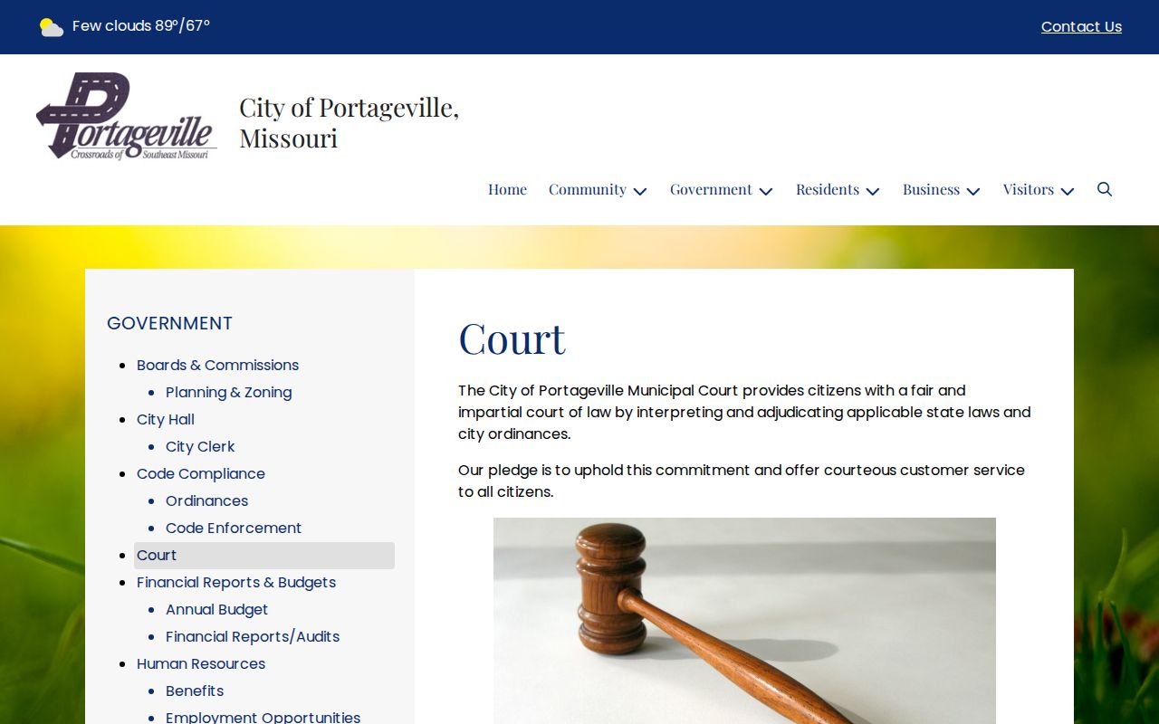 New Madrid County Portageville court docket source showing Municipal Court contact information